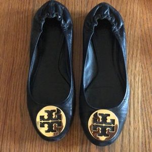 Tori Burch Black Leather Ballet Flats